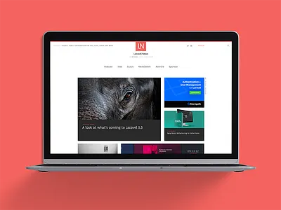 Laravel News Website design grid modular red redesign ui ux web