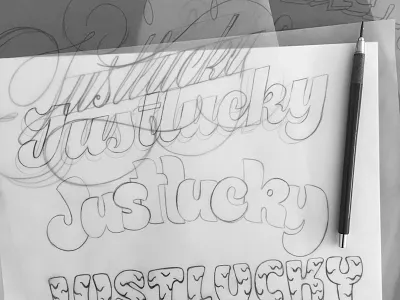 justlucky, llc blood experiment exploration fun lettering process script sketches styles treatments variety