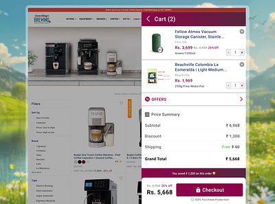 Cart Drawer | E-commerce Website cart page coffee machines design e commerce cart page ecommerce machine websites shopify website ui uiux ux web design