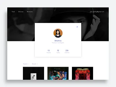 Profile black and white material minimal music profile ui