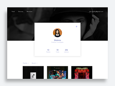 Profile black and white material minimal music profile ui