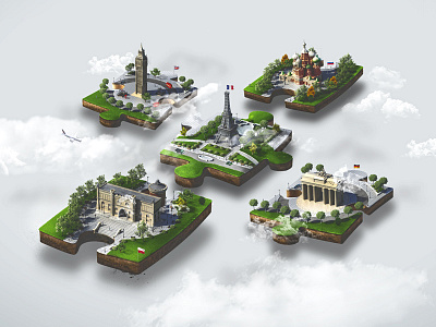 Arrange your future berlin courses isometric language london lublin paris puzzle student training university visual