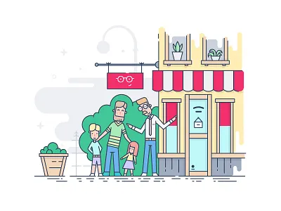 Store flat illustration shop streat teacher vector