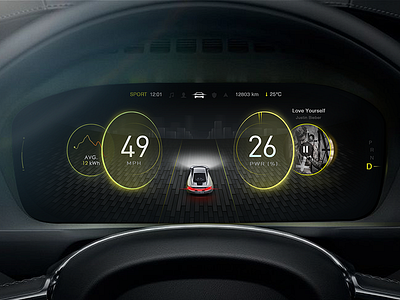 New Design in Car Dashboard No.3 automotive car cluster dashoboard embedded hmi map range speed transport ui ux