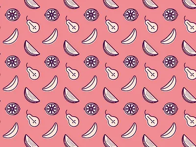 Fruits Pattern - Freebie bannana flat free freebie fruits icons lemon outline pattern pear pink watermelon