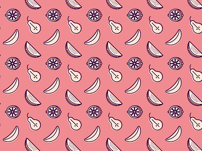 Fruits Pattern - Freebie bannana flat free freebie fruits icons lemon outline pattern pear pink watermelon