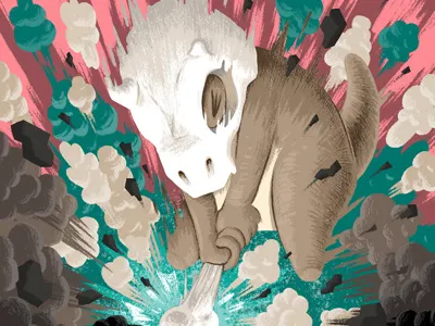 Cubone background bone character clouds creature illustration pokemon