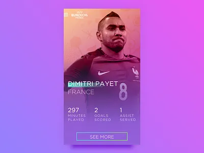 Euro 2016: Player Card 2016 card euro football france gradient match player soccer stats widget