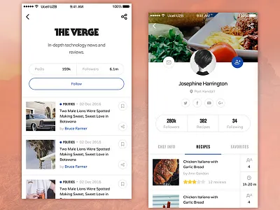 Aware screens ios iphone news photoshop profile sketch social media template ui kit
