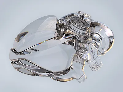 Heart WhiteGlass 3d alekscg cgi ciber cyborg future glass heart kuskov maya red render