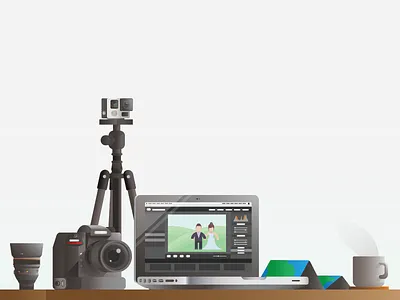 Photography Set coffee gopro illustration lens macbook mug nikon photography