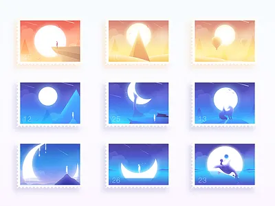 Stamps dream illustration light people stamp