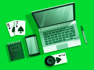 Card game stuff card design flat game green iphone king mac notepad pen phone vector