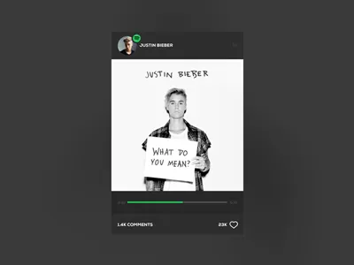 Bkstg Card JB android app apple beiber ios justin music spotify ui