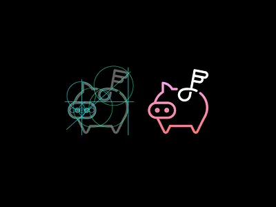 Flying Music Piggy V2 angel wing app icon logo cute animal deal discount flat flying pig grid line music note piggy bank save money simple minimal subtle