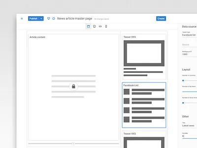 Master page editor add article content create editor master side panel template
