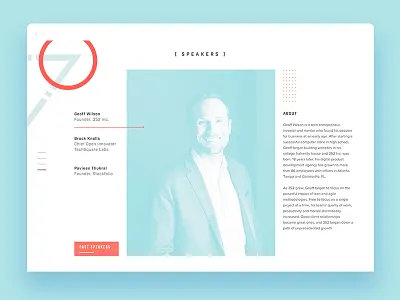 This Month's Speakers abstract concept duotone ui ux web