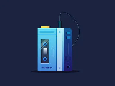 Walkman gradient illustration illustrator minimal music retro shadow tape vintage walkman