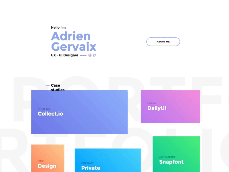 New Portfolio — about case designer interaction personnal portfolio site studies ui ux