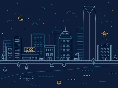 Clevyr OKC Skyline Tshirt clevyr design graphic illustration interstellar okc oklahoma city skyline tee texture tshirt ufo