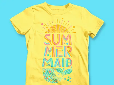 Summermaid Kid's T-shirt handlettered handlettering lettering mermaid summer sun t shirt tee tshirt