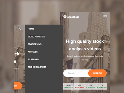 Responsive Navigation black login navigation numbers orange responsive responsive navigation search stock analysis