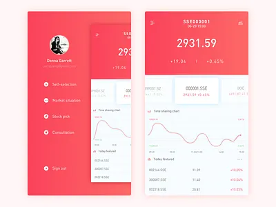 Stock App Design app cards chart design ios red stock ui