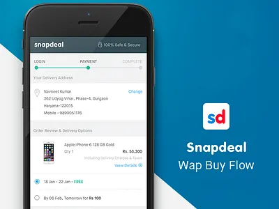 Snapdeal Wap Buy Flow address apps buy flow checkout e commerce ecommerce mobile payment paymnet shipping shopping
