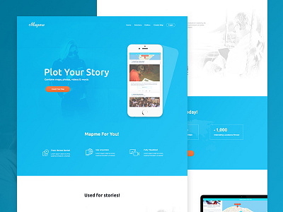 Mapme Redesign blue color theme clean simple design look locator app product mapme website redesign startup page design ui ux