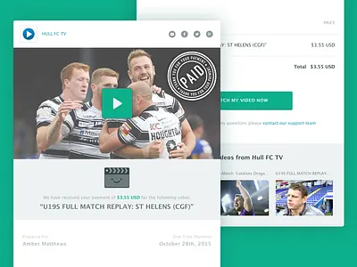 Email Receipt email interface payment purchase receipt sports ui ui design user interface design video visual design