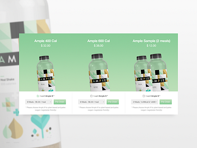 Ample Meal Product Pre-order ample card diet food health indiegogo product products shop ui user interface website