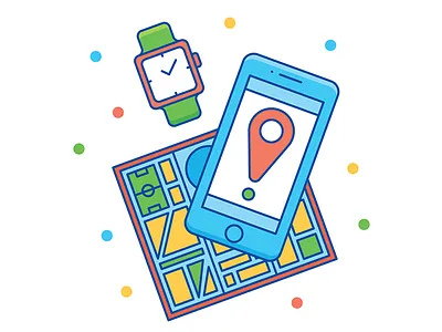 APP Sliders 1/3 app apple applewatch confetti illustration iphone map slider watch