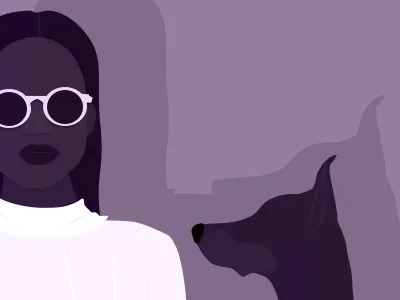 Stylish Duo dog fashion girl illustration pet portrait shadows style