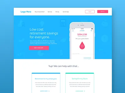 App Landing Page app blue design flat iphone material phone