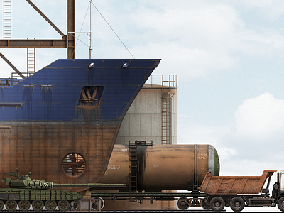 Pneumatic Hydroabrasive Machine Scopes Illustration illustration oil tank ship tank truck