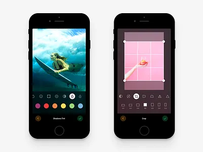 VSCO Adjustments black dark interface ios iphone minimal ui ux vsco white