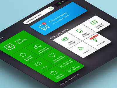 Privat Terminal Kiosk — Home Screen app atm clean dark dashboard design flat home kiosk terminal tile web