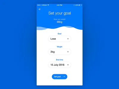 Set your goal app application dashboard design fit goal interface iphone slim ui ux weight