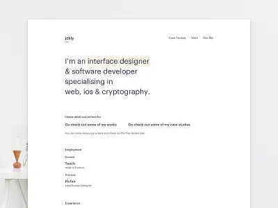 Minimalistic Personal Site 01 branding design dieter rams minimal minimalism personal personal branding simple ui web web design white