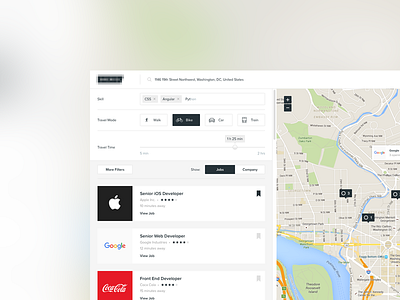 Jobs Search design directions interface jobs map maps pin pins user web work
