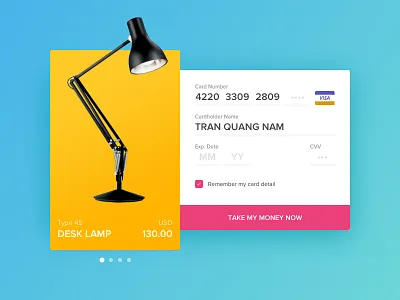 Credit Card Checkout - Daily UI 002 002 card cart checkout credit dailyui detail lamp product visa