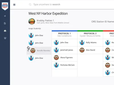 Billion Oyster Program: Teacher Expedition Dashboard agile avatar concept dashboard drag drog information architecture responsive teacher ui ux web wireframe