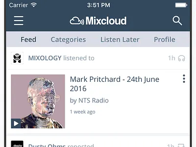 iOS Feed app apple audio feed ios iphone mixcloud mobile music radio sound ui