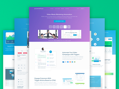 Video Marketing Automation Startup Features Pages app business interface marketing modern product startup ui ux video hosting web web design