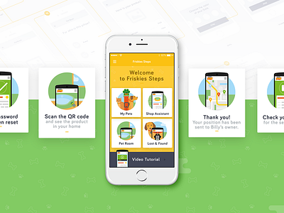 Friskies Steps app app dog icons illustration ios material mockup pet soft ui vector wireframe