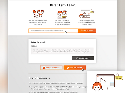 My Referral landing page