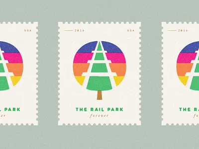 The Rail Park Forever icon identity illustration logo minimal philadelphia stamp train tree
