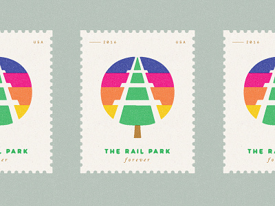 The Rail Park Forever icon identity illustration logo minimal philadelphia stamp train tree