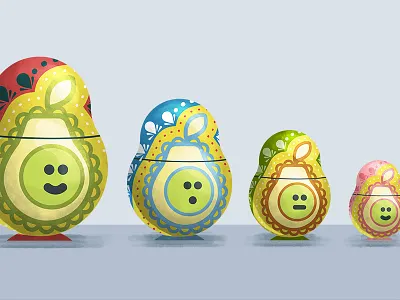 Nesting Decks children digital dolls education illustration kids matryoshka nesting pear watercolor