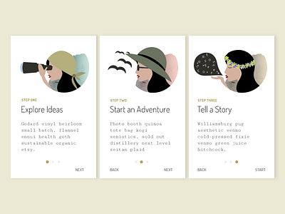Daily UI - 023 Onboarding app clean flat illustration mobile onboarding travel ui walkthrough